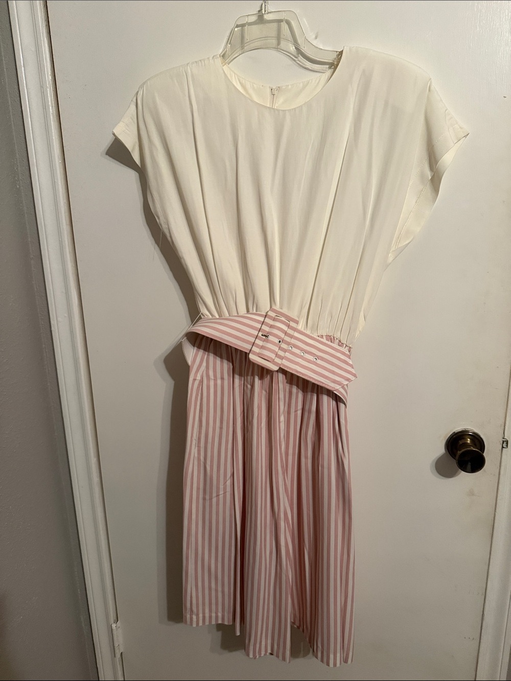 B.G.B. LTD. Striped Midi Dress Pink & White Large NWT